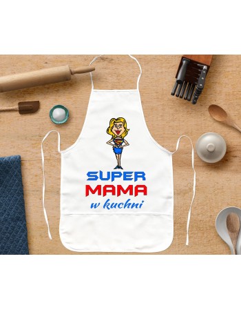 Gruby Fartuch Kuchenny Super Mama - prezent na Dzień Matki