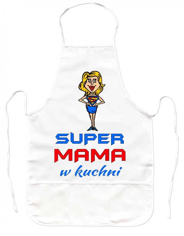Gruby Fartuch Kuchenny Super Mama - prezent na Dzień Matki