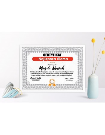 Certyfikat dla Mamy na prezent Najlepsza Mama